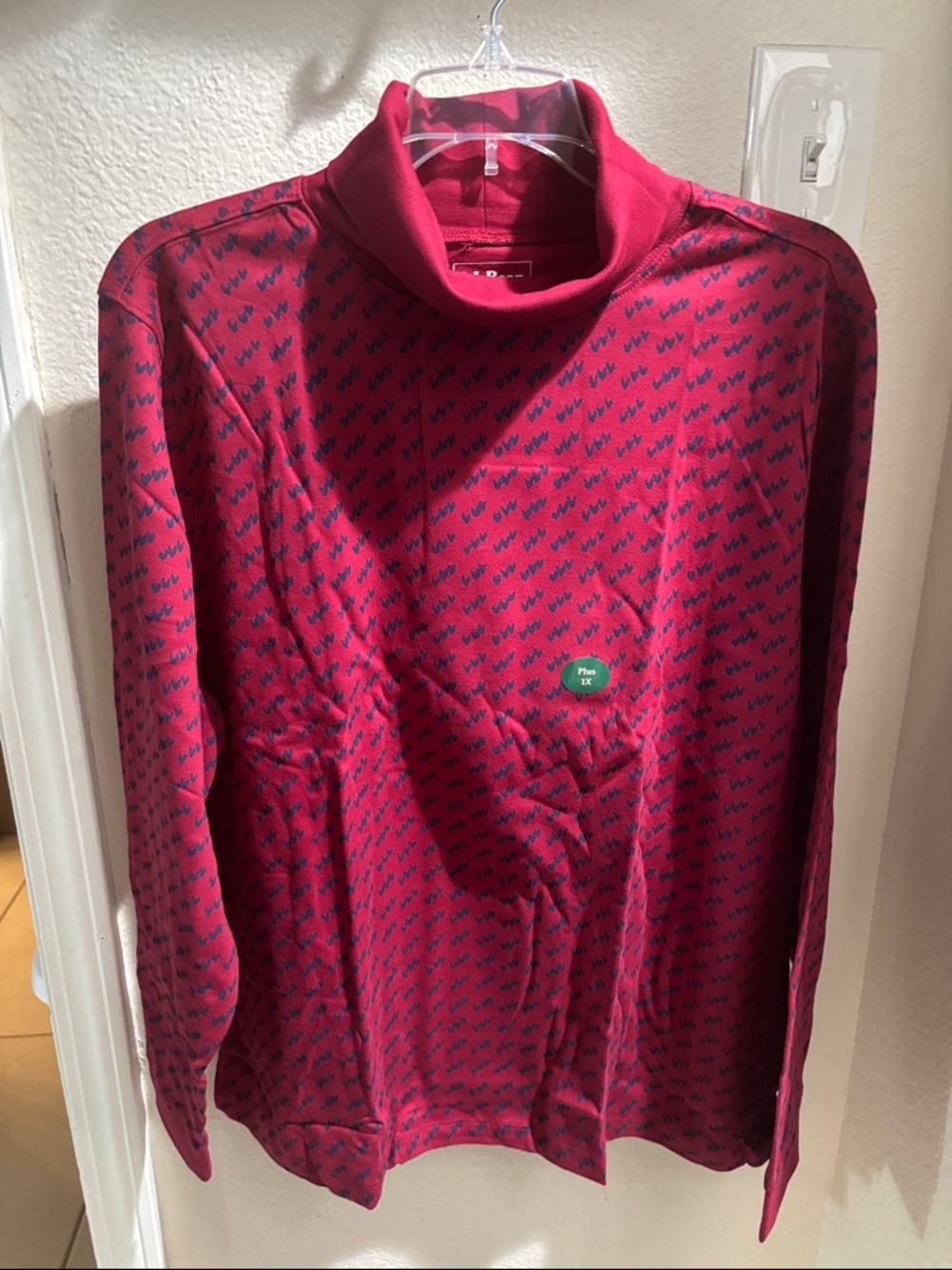 L.L. Bean Dark Cranberry Turtle Neck Blouse 1X NWT